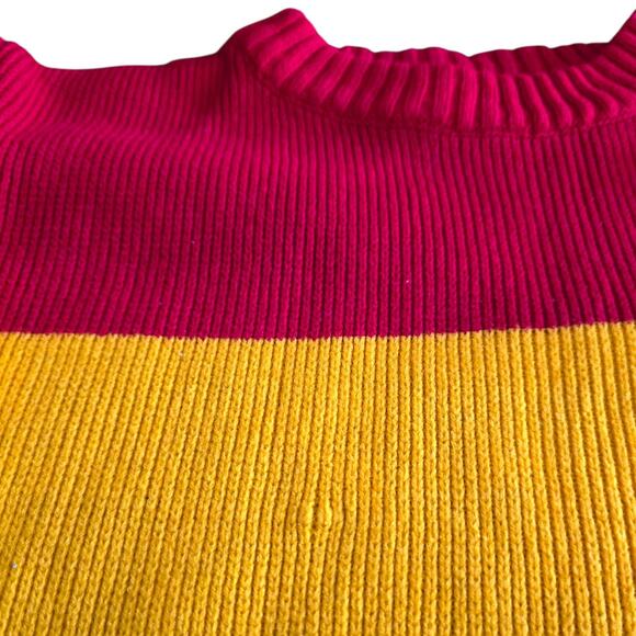 Vintage Montgomery Ward Rainbow Primary Color Striped Sweater Jumper Girl SZ L - Picture 3 of 6